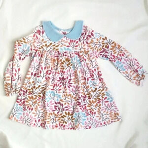 Stitchy fish girls long sleeve collar dress EUC